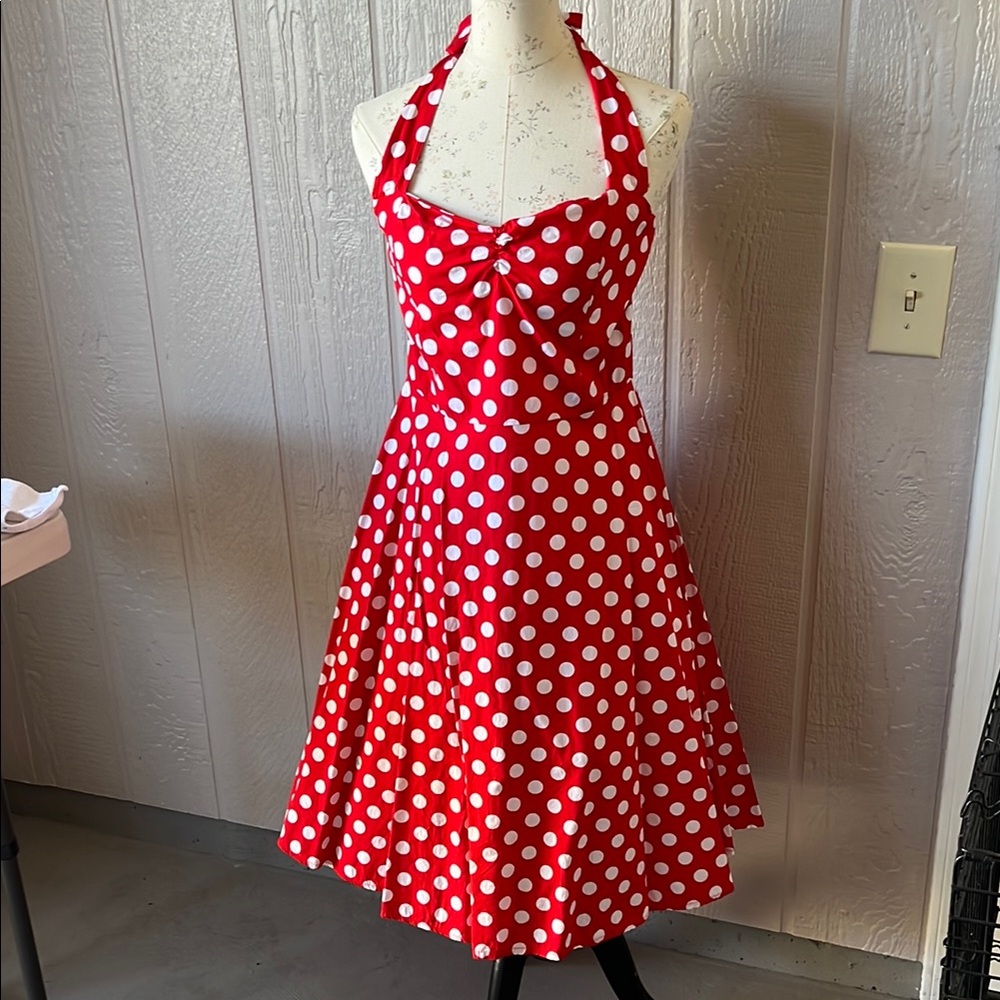 Red Polka Dot Halter Dress